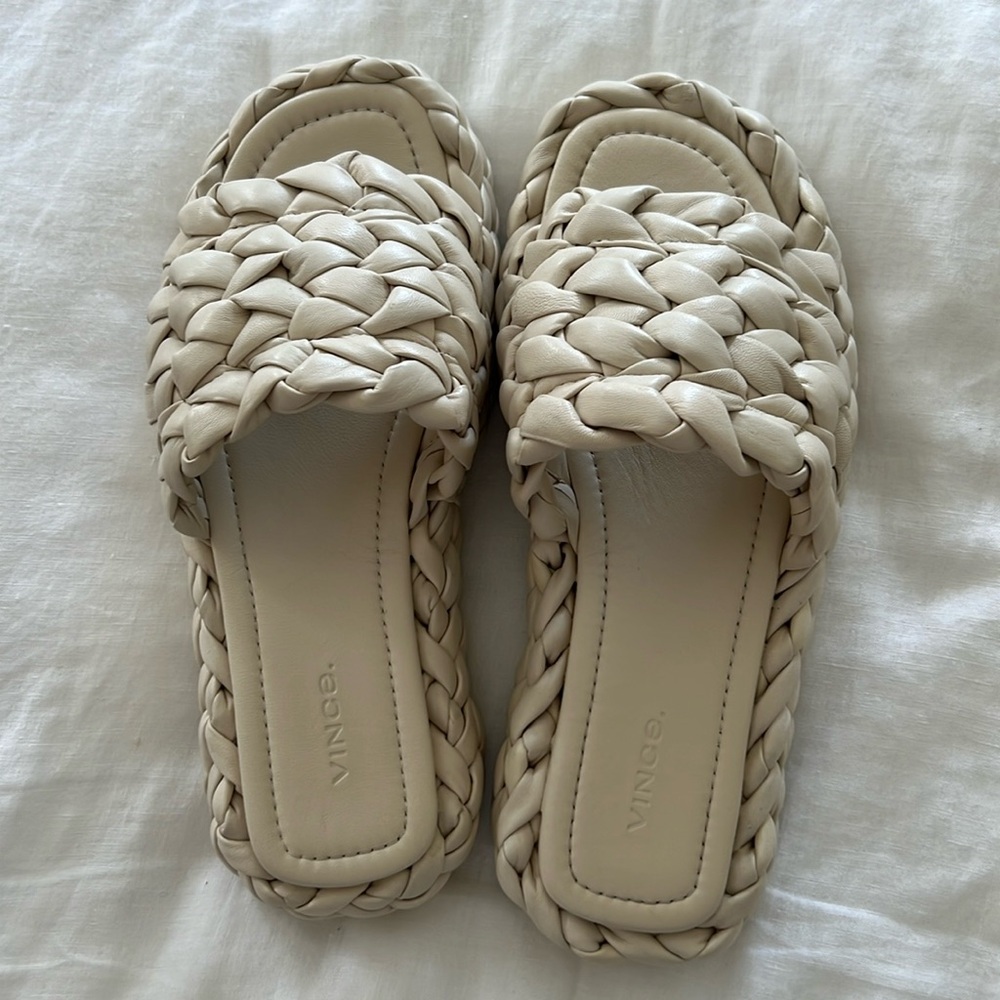 Vince Pompei Braided Leather Resort Sandals